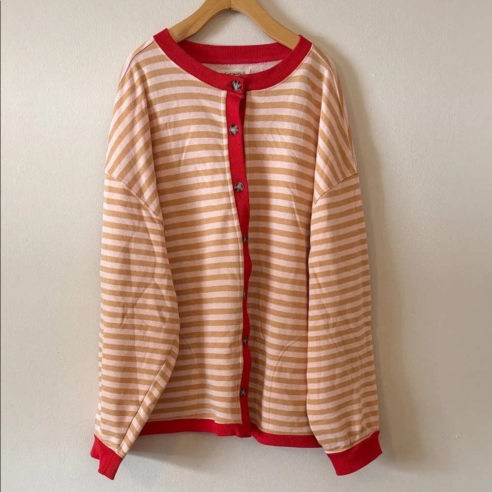 We the Free Classic Stripe Cardigan Size L - Picture 2 of 5